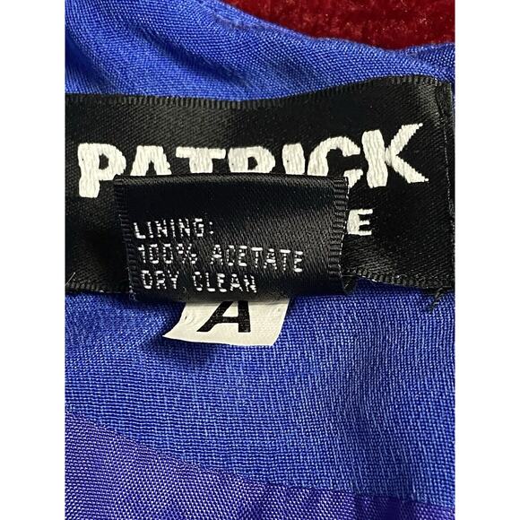 Patrick Petite Collection Size 14 Blue Midi Silk Front Slit Short Sleeve Dress - Picture 7 of 16